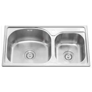 304 Stainless Steel Double Bowl Kitchen Sink: Undermount, Double Drainers, One-Hole Square Bowls, Faucet-Free