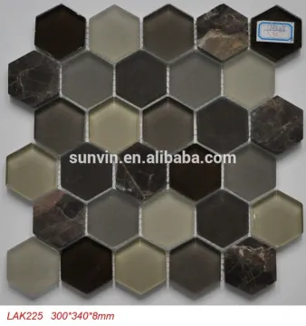 Living room mix color stone and glass mosaic wall tile