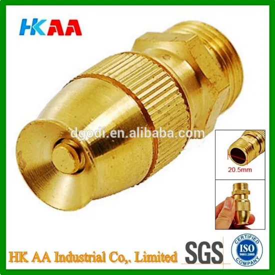 Garden Lawn Brass Adjustable Water Spray Nozzle Hose Connector Gold Tone
