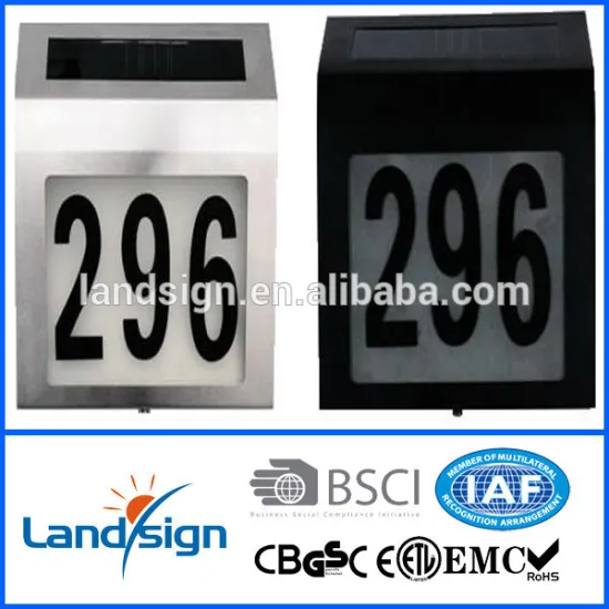 Hot product Cixi landsign XLTD-910 XLTD-910 solar stainless doorplate house sign light