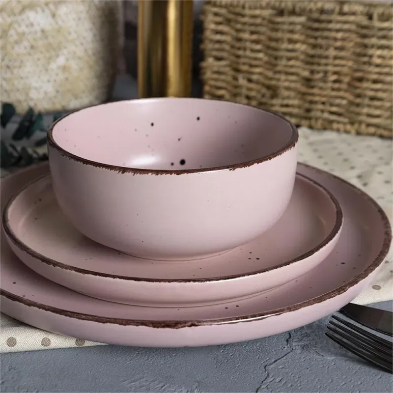 Eco-Friendly Multi-Color Glazed Stoneware Dinnerware Set