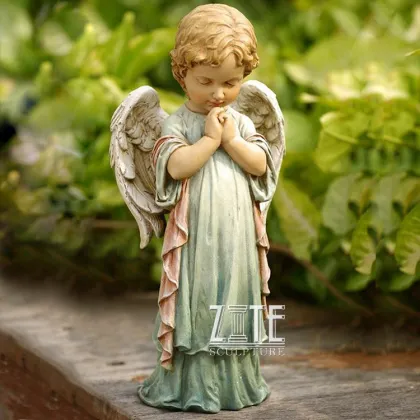 Carved decoration marble stone kissing child angels statue