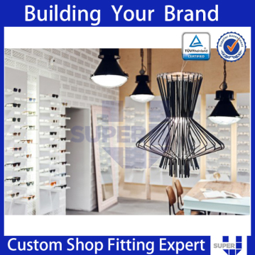 Tailor made sunglass shop display, wooden optical furniture white for shop