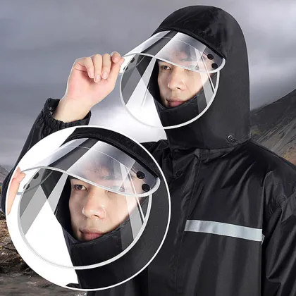 High-Definition Face Mask Raincoat Suit with Double Brim Hat
