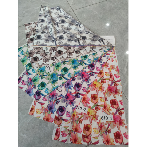 Summer Striped Floral Printed Stretch Satin Dress Fabric