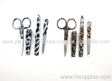 4pcs Leopard Zebra Stainless Manicure Set 