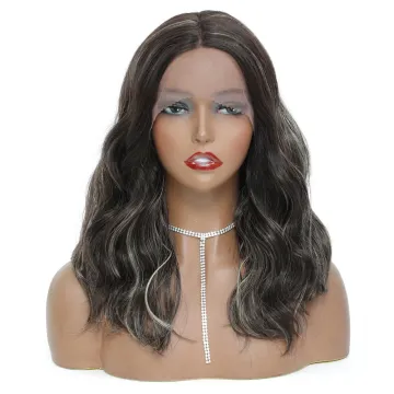 Natural Wavy Synthetic Lace Front Wig Black Color Medium Length Wigs Middle Part Natural Hair Lace Wig For Black Women