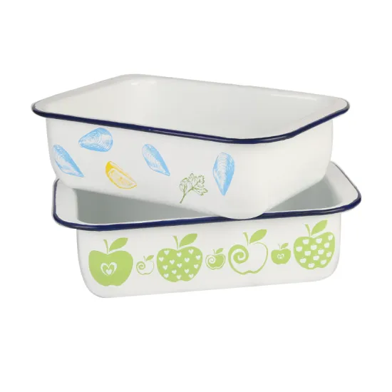 Square Wide Side Enamel Pan for Baking