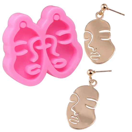 Crystal Epoxy Girl Face Earrings and Pendant Molds - Silicone Mould for Resin Décor