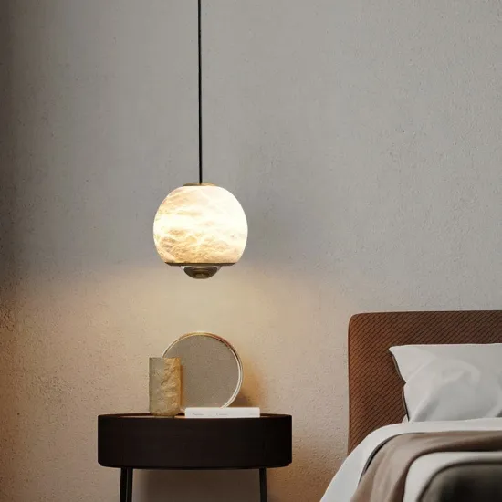 Modern Small Round Marble Pendant Light for Bedroom