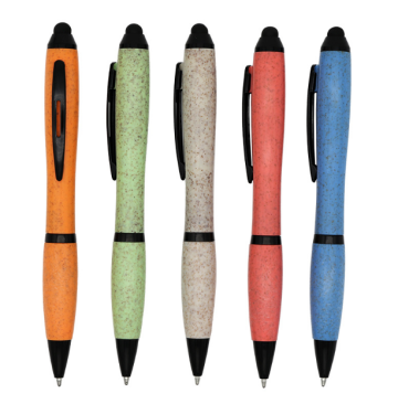 2-in-1 Touch Screen Ballpoint Pen with Wheat Straw - Custom Logo Printing