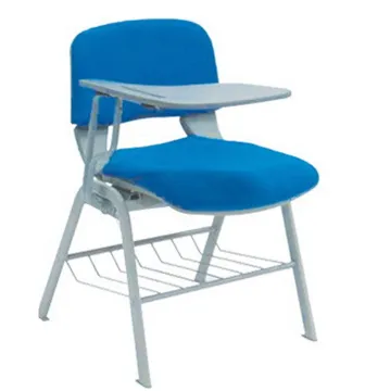 Conference Chair Flannel Fabric Training Chair with Book Shelf Writing Board