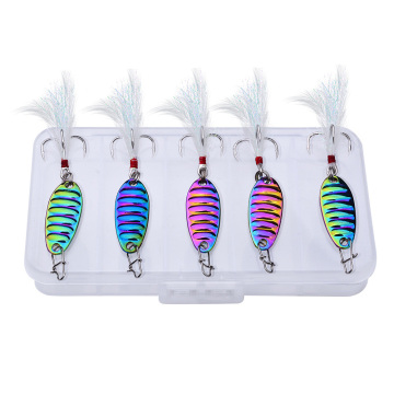 New Arrival 10pcs/Set Metal VIB False Bait Strong Hook White Bass Mouth Spinner Spoon Lure