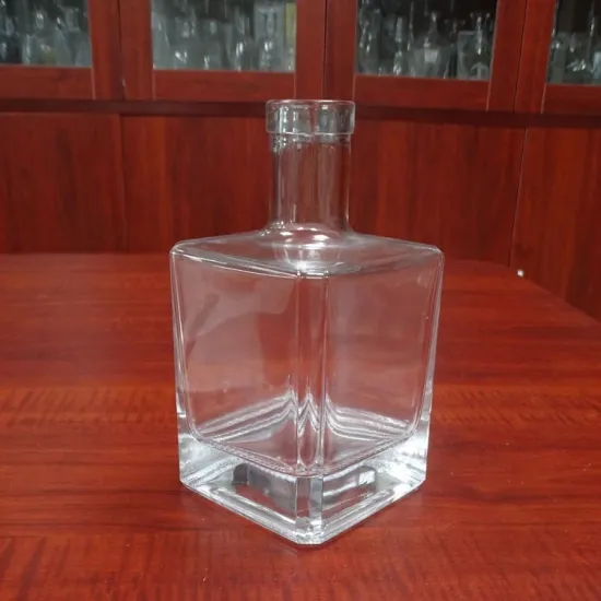 Heavy base clear square glass bottle 500ml for Rum