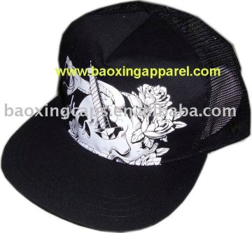 flat peak trucker fitted caps hats