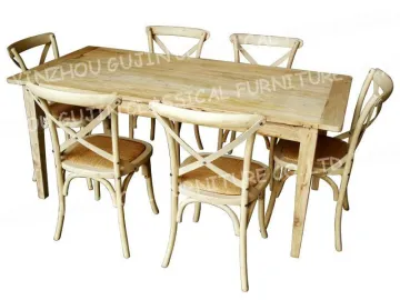 Knockdown Reclaimed Elm Wood Dining Table washwhite