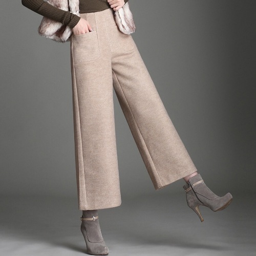 Fashion Women High Waist Broad Legged Trousers