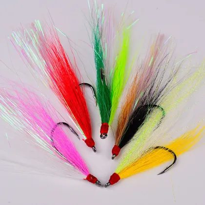 5-Pack Fishing Bucktail Teasers Hooks and Rigging for Saltwater Fishing Jigs