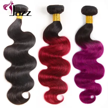 Raw virgin indian human hair ombre color 3 bundles with closure, body wave ombre hair extension lace closure