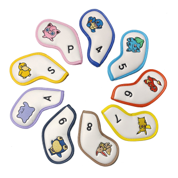 Neues niedliches Cartoon-Design-Golf-Kopf Cover aus PU-Leder für Eisen 4-9 und andere Accessoires von Pas