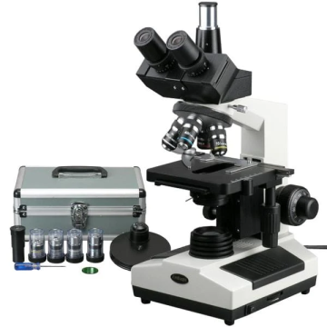 AMSCOPE 40x-2000X Τριοκίνητο μικροσκόπιο αντίθεσης φάσης με συμπυκνωτή πυργίσκου