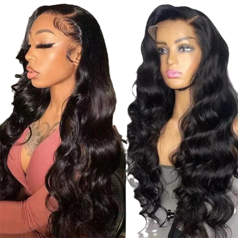 Body Wave Lace Front Wigs Human Hair 13x4 HD Transparent Lace 180% Density Pre Plucked Brazilian Virgin Hair Wig Natural Black