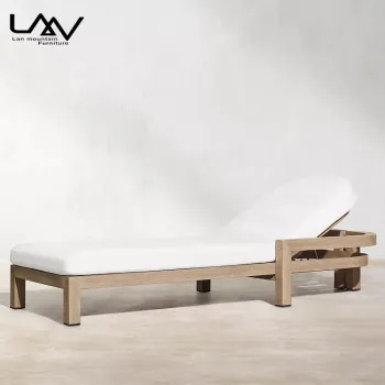 Modern Outdoor Swimming Pool Furniture: Teak Sun Loungers and Reclining Chairs