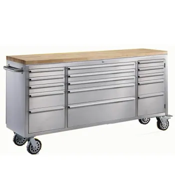 HTC7215W Stainless Steel Tool Box 4 Wheels Home Garage Mobile Tool Chest/Cabinet