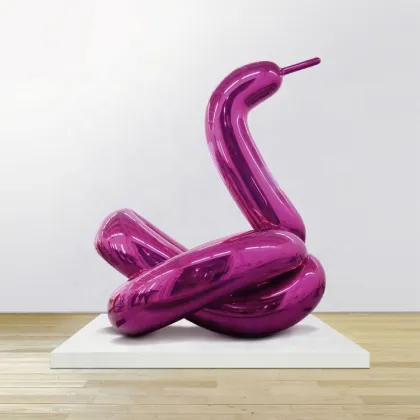 Mirr polished metal stainless steel Jeff Koons balloon snake sculpture