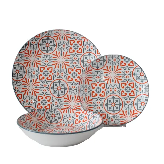 2022New Design Color Glazed Pad Printing Dinnerware Sets