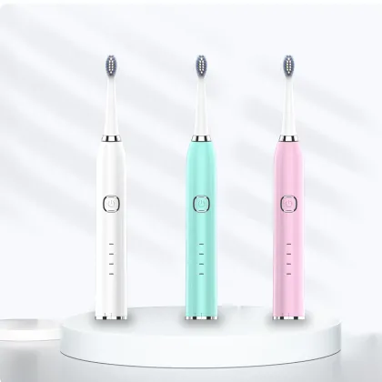Rechargeable 6 Mode Smart Electric Toothbrush Set - Pink, White, Green