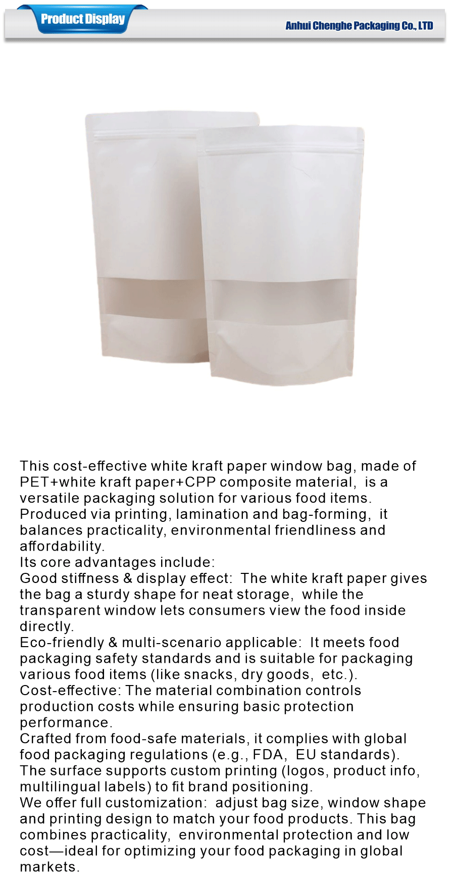 white kraft window bag