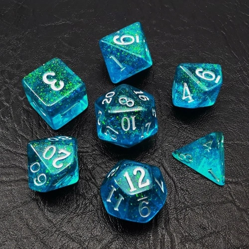 Dice Set Sea Blue Purple Roleplaying Dice Dungeon And Dragons D&d  Roleplaying Board Games Polyhedral Glitter Dice