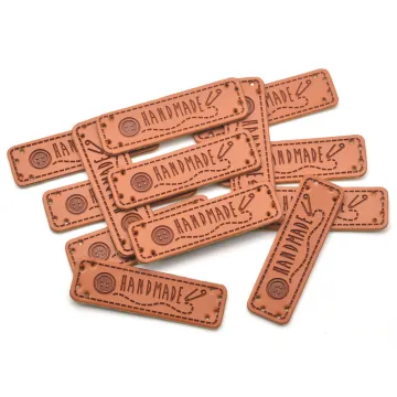 30pcs Buttons Handmade Labels Clothes Garment PU Leather Labels Hand Made Tags Jeans Bags Shoes DIY Craft Sewing Supplies