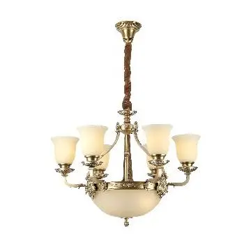 Glass Brass Chandelier 2 Tier 8Lights