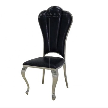 2022 High-Quality Black and Silver Stainless Steel Leather Dining Chairs
