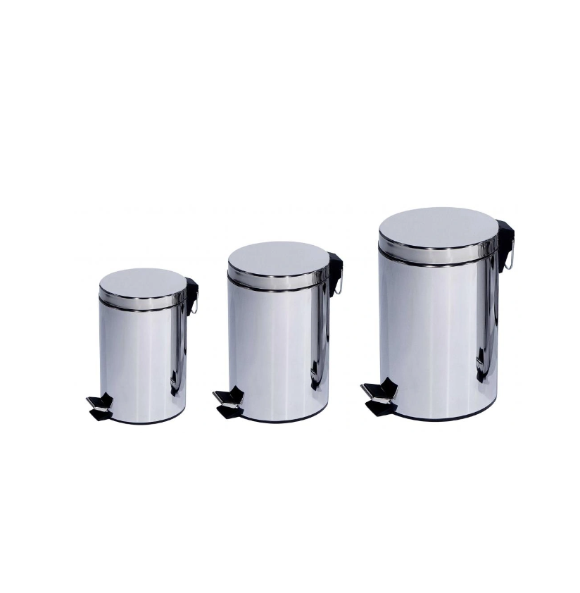 Stainless steel domestic pedal type trash can