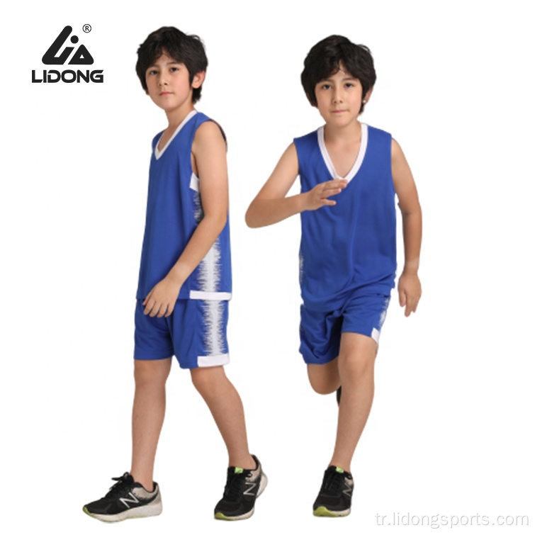 Düşük MOQ Özel Erkekler Basketbol Üniformaları Tersinir Çocuklar Basketbol Forması