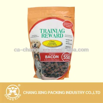 Eco-friendly pet/pe stand up zipper pouches pet food/animal feeds plastic packing bag with clear window