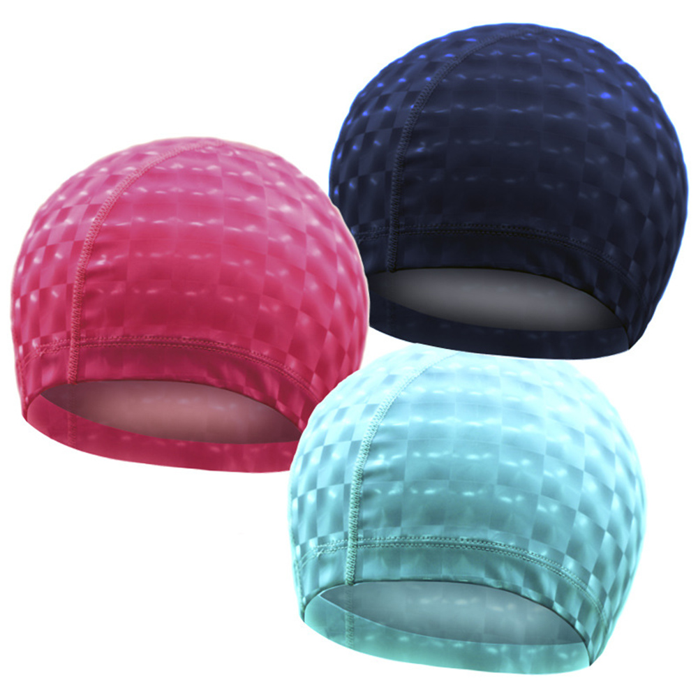 New Men Women Durable Swimming Cap Classic Delicate Texture Swimming Cap PU Waterproof Protect Ears Long Hair Swim Pool Hat