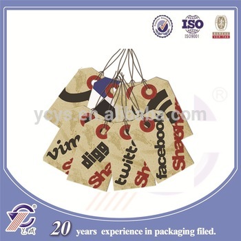 2015 wholesale kraft paper hang tags, printing jeans hang tags , paper hang tags supplier in China