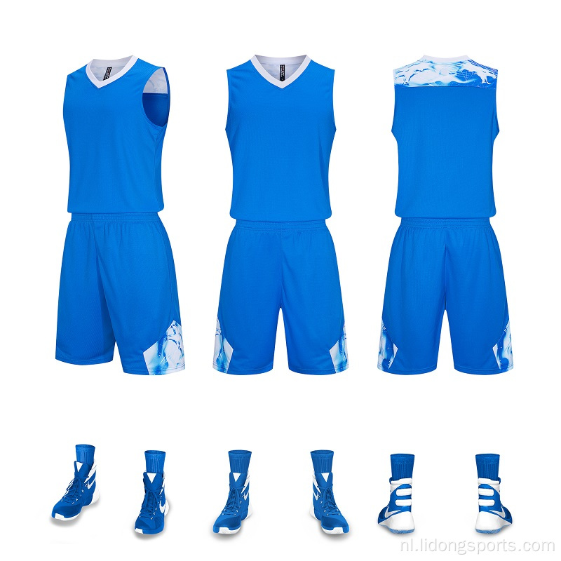 Tops kwaliteit groothandel aangepaste jeugdbasketbal jersey set