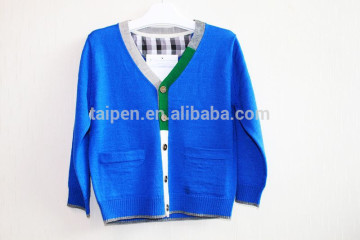 OEM 100% Cotton Long Sleeve boys v neck cardigan sweater kids clothes