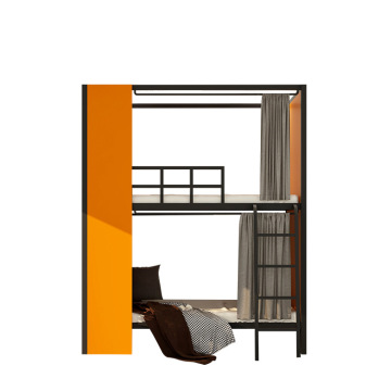 Wholesale Solid Wood Orange Bunk Bed for School Dormitories and Youth Hostels