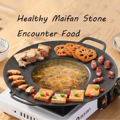 Wholesale Enamel Frying Pan with Double Ears Grill Pan - Indoor Cooking Pan