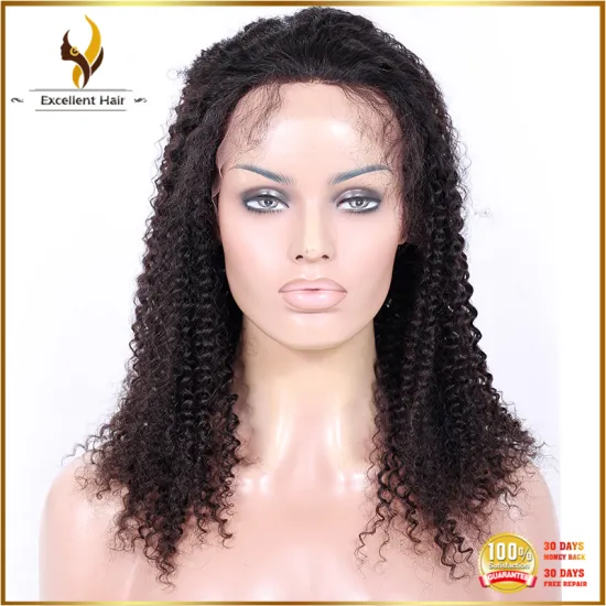 Kinky Curly Virgin Human Hair Natural Color Machine Made Wig