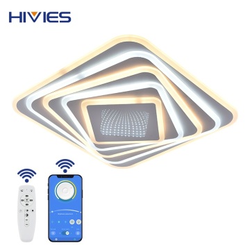 Intelligent Smart Home LED Lamp - Hot Sale White and Gold Glass Leaf Ceiling Light