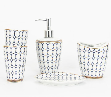 Ceramic Bathroom Accessory Set, 5 Pc BR018 - Home & Hotel Use