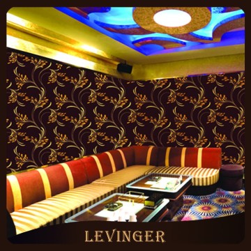 Levinger Decorative Golden Black Floral Style Wallpaper for Bar