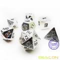 Bescon Raw Metal Polyhedral D＆D RPG 7-Dice Set、Shiny Silver-Ore Lode Solid Metal Dice Set